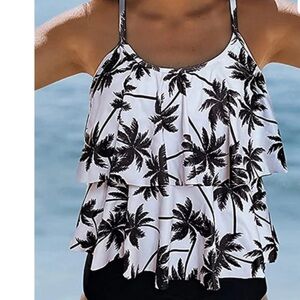 Beachsissi Palm Tree White/Black Top & Black Bottom